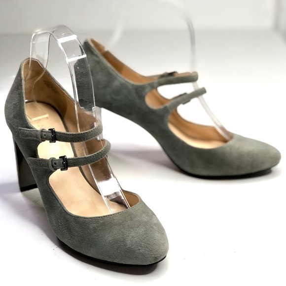 Nine West Academy sage grey suede double strap 7.5 - Picture 1 of 15